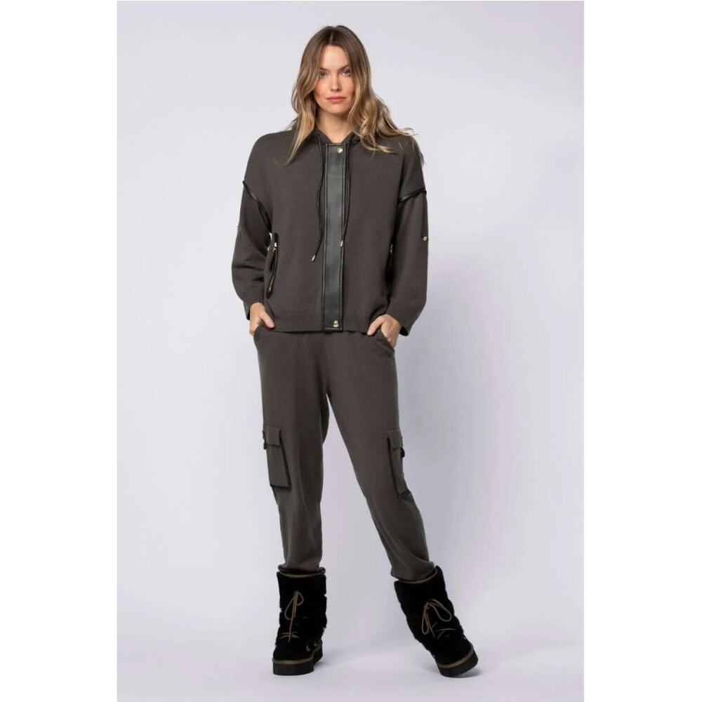 Max & Moi Vala Hooded Cardigan in Thyme Small